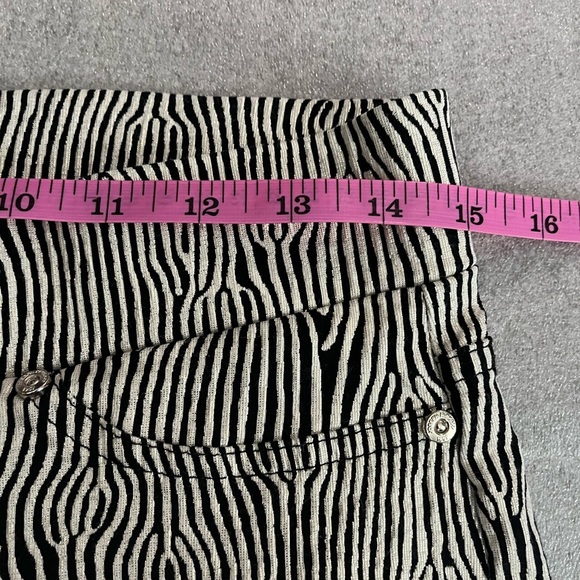 Joseph Ribkoff Zebra Print Pull On Pants Black Silver Woodgrain Striped Sz 8 - Picture 3 of 7
